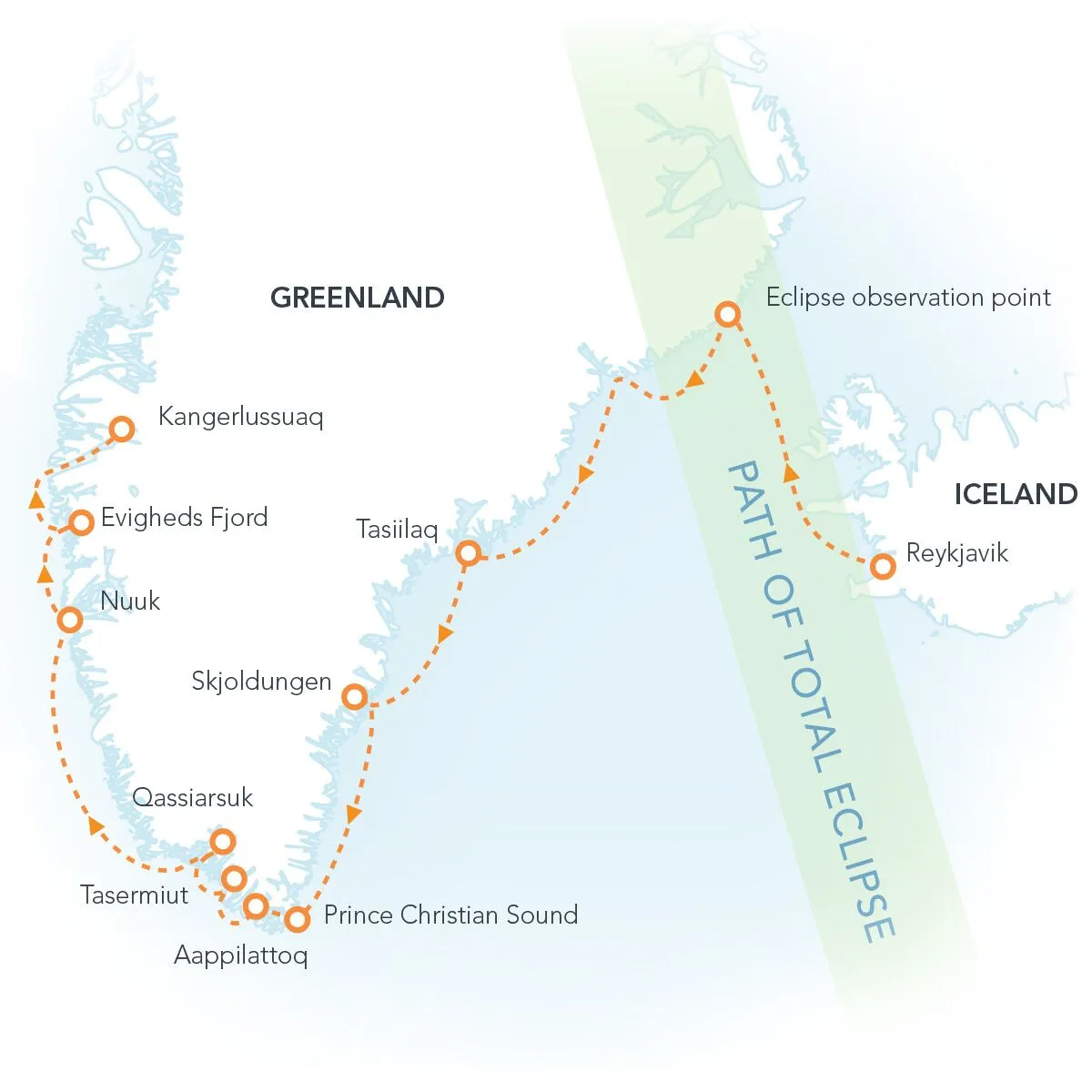 Deestinations map greenland solar eclipse