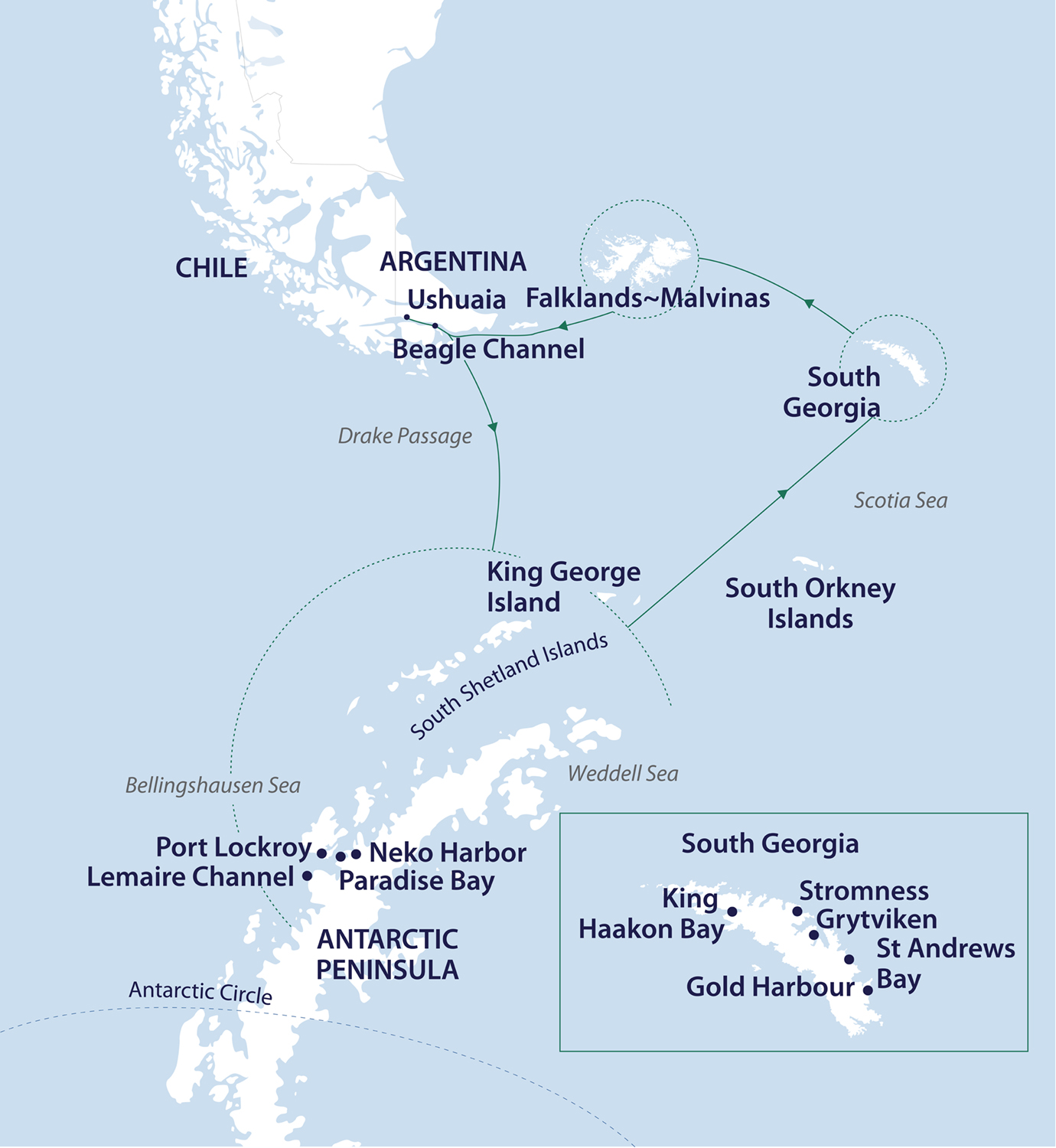 Asg099d   south georgia falklands antarctic odyssey map